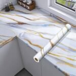 Anubhav Janni White Blue Marble Foil (ta-061)  Wallpaper Roll Waterproof Vinyl Kitchen Furniture Table Walls Home Office Living Room Bedroom Hotel (Pack Of 1 Pcs)