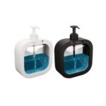 Anubhav Janni Square Liquid Dispenser Hand Wash Bottle Soap Dish Shampoo Kitchen Sink Refillable Soap Wash Shampoo Stylish Transparent Design White Frame Bathroom Home Travel (Pack Of 1 Pcs)