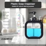 Anubhav Janni Square Liquid Dispenser Hand Wash Bottle Soap Dish Shampoo Kitchen Sink Refillable Soap Wash Shampoo Stylish Transparent Design White Frame Bathroom Home Travel (Pack Of 1 Pcs) - Image 2