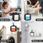 Anubhav Janni Square Liquid Dispenser Hand Wash Bottle Soap Dish Shampoo Kitchen Sink Refillable Soap Wash Shampoo Stylish Transparent Design White Frame Bathroom Home Travel (Pack Of 1 Pcs) - Image 4