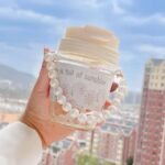 Anubhav Janni Moti Mug Reusable Glass Sipper Lid  Straw Drinking Tumbler Leather Sleeve Double Drink Lid Juice Smoothie Milk Cup Coffee Tea Cups Sleeve Coffee Juice Milk Tea Home (Pack Of 1 Pcs) - Image 2