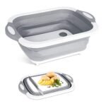 Anubhav Janni Cutting And Washing Board Silicone Collapsible Chopping Board Basket Drainer Plug Foldable Vegetable Tray Sink Draining Washbasin Kitchen Travel Outdoor (Pack Of 1 Pcs)
