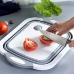 Anubhav Janni Cutting And Washing Board Silicone Collapsible Chopping Board Basket Drainer Plug Foldable Vegetable Tray Sink Draining Washbasin Kitchen Travel Outdoor (Pack Of 1 Pcs) - Image 3