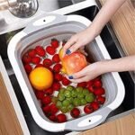 Anubhav Janni Cutting And Washing Board Silicone Collapsible Chopping Board Basket Drainer Plug Foldable Vegetable Tray Sink Draining Washbasin Kitchen Travel Outdoor (Pack Of 1 Pcs) - Image 4
