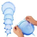 Anubhav Janni Silicone Lid Microwave Safe Silicone lids For Bowls Airtight Silicone Square Jars Mugs Cans Glassware Stretch Lids Dishwasher Freezer Safe Containers Jars Cups (Set Of 6 Pcs)