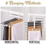 Anubhav Janni 5 In 1 Cloth Hanger 2 Step Foldable Hangers Clothes Hanging Pant Wardrobe Magic Space Saving Rack Stainless Steel Clothes Hanging Fordable All Types Clothes Home (Pack Of Pcs) - Image 6