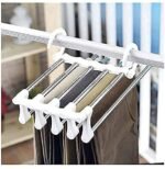 Anubhav Janni 5 In 1 Cloth Hanger 2 Step Foldable Hangers Clothes Hanging Pant Wardrobe Magic Space Saving Rack Stainless Steel Clothes Hanging Fordable All Types Clothes Home (Pack Of Pcs) - Image 7