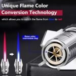 Anubhav Janni Jet Flame Lighter Butane Gas Refillable Windproof Torch Safety Lock and Adjustable Cool Lighters Metal Body Flame Lightsaber Design Visible Window Kitchen Outdoor (Pack Of 1 Pcs) - Image 2