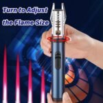 Anubhav Janni Jet Flame Lighter Butane Gas Refillable Windproof Torch Safety Lock and Adjustable Cool Lighters Metal Body Flame Lightsaber Design Visible Window Kitchen Outdoor (Pack Of 1 Pcs) - Image 3