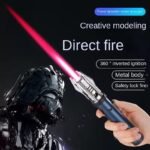 Anubhav Janni Jet Flame Lighter Butane Gas Refillable Windproof Torch Safety Lock and Adjustable Cool Lighters Metal Body Flame Lightsaber Design Visible Window Kitchen Outdoor (Pack Of 1 Pcs) - Image 6