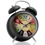 Anubhav Janni Small Black Bell Clock Alarm Loud Ringing Analog With Silent Non Ticking Movement Metal Bedroom Study Kids Heavy Sleepers Sound Bedroom Office (Pack Of 1 Pcs)