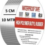 Anubhav Janni Silver Aluminium Tape (5cm*10mt) Foil Self Adhesive Protection Suitable Roof Leak Window Sill Gap Pipe Rupture Boat Sealing Strong Sealing Home Car Outdoor (Pack Of 1 Pcs)