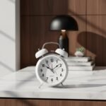 Anubhav Janni Twin Bell White Clock Table Top Alarm Night LED Light Display Bedroom Heavy Sleepers Kids Students Vintage Analog Slippers Loud Ideal Student Bedside Home Office (Pack Of Pcs) - Image 2