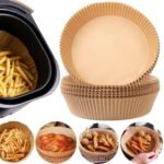 Anubhav Janni Round Air Fryer Liner Disposable Paper Non Stick Oil Proof For Baking Roasting Food Grade Oil Proof Unbleached Brown Sheets Liners Butter (Pack Of 1 Pcs)