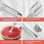 Anubhav Janni 2 In 1 Watermelon Fork Slicer Spoon Cutter Fruit Tool Cutter Stainless Steel Knife Outdoor Gadget Tool Cutter Easy Cubes Home Party Picnic Kitchen Camping Summer (Set Of Pcs) - Image 3