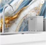 Anubhav Janni Blue Brown Marble Foil Natural Ocean Wallpaper Waterproof And Oil Proof Self Adhesive Stickers Furniture Kitchen Cabinets Almirahs Wardrobes Tabletops Home Office (Pack Of 1 Pcs) - Image 2