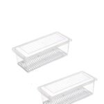 Anubhav Janni Fish Vegetable Storage Container Food Removable Drain Plate And Lid Fridge Box Stackable Plastic Freezer Containers To Keep Fresh For Fish Meat Vegetables Fruits (Set Of 2 Pcs)