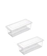Anubhav Janni Fish Vegetable Storage Container Food Removable Drain Plate And Lid Fridge Box Stackable Plastic Freezer Containers To Keep Fresh For Fish Meat Vegetables Fruits (Set Of 2 Pcs)