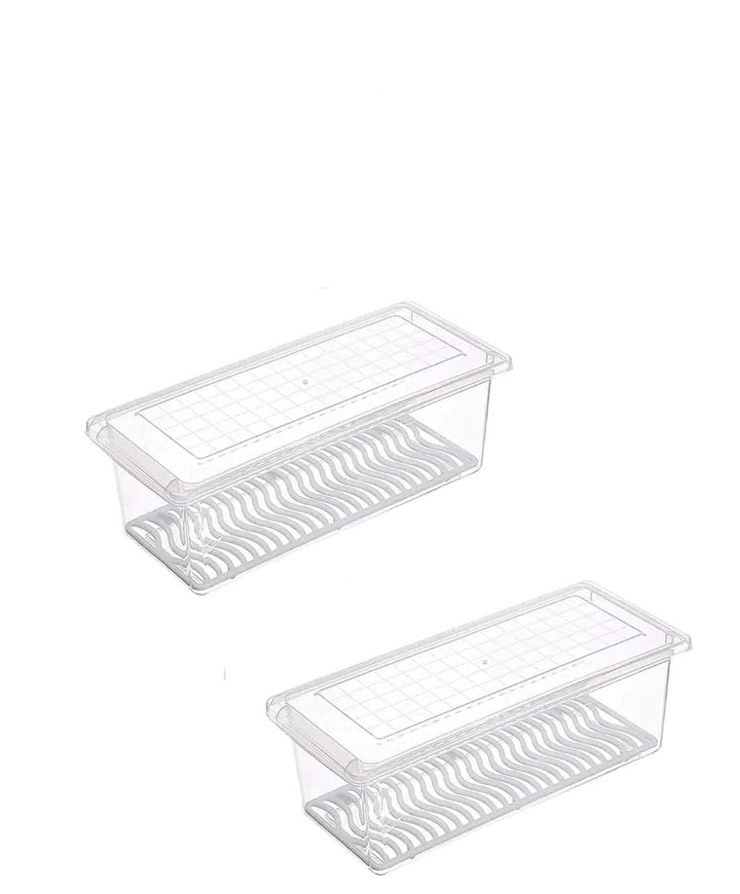 Anubhav Janni Fish Vegetable Storage Container Food Removable Drain Plate And Lid Fridge Box Stackable Plastic Freezer Containers To Keep Fresh For Fish Meat Vegetables Fruits (Set Of 2 Pcs) Anubhav Janni Fish Vegetable Storage Container Food Removable Drain Plate And Lid Fridge Box Stackable Plastic Freezer Containers To Keep Fresh For Fish Meat Vegetables Fruits (Set Of 2 Pcs) - Image 1