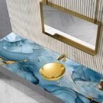 Anubhav Janni Blue Uv Marble Foil  Natural Ocean Wallpaper Waterproof Oil Proof Self Adhesive Stickers Furniture Kitchen Cabinets Tabletops Home Office (Pack Of 1 Pcs) - Image 4
