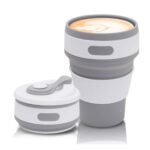 Anubhav Janni Foldable Coffee Cup 350 Ml Collapsible Silicone Travel Mug Tea Cup Leak proof Heat Resistant Portable Reusable Hot Cold Drink Thermo Camping Hiking Office Outdoor (Pack Of 1 Pcs)