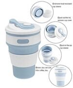 Anubhav Janni Foldable Coffee Cup 350 Ml Collapsible Silicone Travel Mug Tea Cup Leak proof Heat Resistant Portable Reusable Hot Cold Drink Thermo Camping Hiking Office Outdoor (Pack Of 1 Pcs) - Image 4