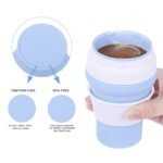 Anubhav Janni Foldable Coffee Cup 350 Ml Collapsible Silicone Travel Mug Tea Cup Leak proof Heat Resistant Portable Reusable Hot Cold Drink Thermo Camping Hiking Office Outdoor (Pack Of 1 Pcs) - Image 5