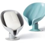 Anubhav Janni Suction Cup Soap Holder Bathroom Tray With Drain Wall Mount Leaf Shape Self Draining Dish Easy Clean Bathroom Kitchen Bathtub Basins No Drill Bar And Sink (Set Of 3 Pcs)