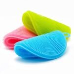 Anubhav Janni Silicone Scrubber Sponges Multicolor Round Shape Dish Washing Cleaning Pads Pan Bowl Washing Fruit And Vegetable Shape Kitchen Pots Dishwasher Safe (Set Of 5 Pcs)