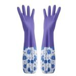 Anubhav Janni Reusable Hand Gloves Latex PVC Flock Lined Long Sleeve Non Slippery Durable Elbow Length For Kitchen Dishwashing Gardening Home Cleaning Rubber  Dish Washing (1 Pair)