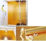 Anubhav Janni Golden Simple Kitchen Stickers Oil Proof Aluminium Foil (60*200cm) Wallpaper Foam Wall Panels For Living Room Bedroom Hotel Cafe Kitchen Bathroom Home Cabinet (Pack Of 1 Pcs) - Image 2