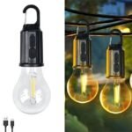 Anubhav Janni Camping Hanging Bulb Rechargeable Bulb, Waterproof LED Tent Light with USB Cable Modes Lantern Lamp Hiking Emergency, Household Car Repairing Lights Cable Camping (Pack Of 1 Pcs)