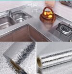 Anubhav Janni Aluminium Foil Silver Simple Kitchen Stickers Oil Proof (60*200cm) Wallpaper Foam Wall Panels For Living Room Bedroom Hotel Cafe Kitchen Bathroom Home Cabinet (Pack Of 1 Pcs) - Image 2