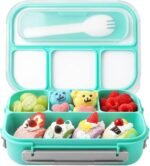 Anubhav Janni 4 Section Square Lunch Box Compartment Leak Proof With Fork For Kids Adults BPA Free And Food Safe Materials Freezer Microwave Safe Food Container (Pack Of 1 Pcs)