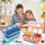 Anubhav Janni 4 Section Square Lunch Box Compartment Leak Proof With Fork For Kids Adults BPA Free And Food Safe Materials Freezer Microwave Safe Food Container (Pack Of 1 Pcs) - Image 2