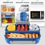 Anubhav Janni 4 Section Square Lunch Box Compartment Leak Proof With Fork For Kids Adults BPA Free And Food Safe Materials Freezer Microwave Safe Food Container (Pack Of 1 Pcs) - Image 3