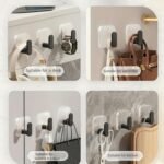 Anubhav Janni Black Wall Hook Self Adhesive Hooks For Kitchen Bathroom Heavy Duty Sticky Towel Key Cloth Holder Home Strong Hold Bathroom Kitchen Office Bedroom  (Set Of 4 Pcs) - Image 5
