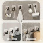 Anubhav Janni Black Wall Hook Self Adhesive Hooks For Kitchen Bathroom Heavy Duty Sticky Towel Key Cloth Holder Home Strong Hold Bathroom Kitchen Office Bedroom  (Set Of 4 Pcs) - Image 6