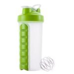 Anubhav Janni Pill Box Organizer With Water Bottle Protein Shaker Bottle Material Plastic Colour Seven Compartments Drinking Gym Sports Home Office Travel (Pack Of 1 Pcs)