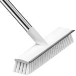 Anubhav Janni White Bathroom Cleaning Brush With Wiper 2 In 1 Tiles With in Floor Scrub Long Handle Scrubbing Stainless Steel Scrubbing Tool Alloy Efficient Wall Kitchen Handle (Pack Of 1 Pcs)