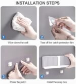 Anubhav Janni Wall Mounted Soap Box New Creative Lid Double Grids Draining Rack Bathroom Shower Holder Plastic Compartments Flip Open Holder Drainage Tray Wash Basin Storage (Pack Of 1 Pcs) - Image 4