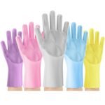 Anubhav Janni Silicone Gloves Kitchen Dishwashing For Washing Dishes Reusable Rubber Silicone Cleaning Kitchen Bathroom Car Waterproof Household Hand Women Home Magic Cleaning Dish Wash (1 Pair)