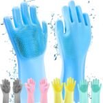 Anubhav Janni Silicone Gloves Kitchen Dishwashing For Washing Dishes Reusable Rubber Silicone Cleaning Kitchen Bathroom Car Waterproof Household Hand Women Home Magic Cleaning Dish Wash (1 Pair) - Image 2