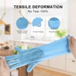 Anubhav Janni Silicone Gloves Kitchen Dishwashing For Washing Dishes Reusable Rubber Silicone Cleaning Kitchen Bathroom Car Waterproof Household Hand Women Home Magic Cleaning Dish Wash (1 Pair) - Image 5