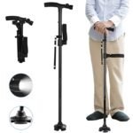 Anubhav Janni Walking Stick With Light Adjustable Folding Cane Handle LED Height Quad Pivot Base For Elderly And Adults Cane with Non Slip Grip Men Women Walking Stick Adjustable (Pack Of 1 Pcs)