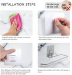 Anubhav Janni Tissue Paper Holder Towel Stainless Steel Drill Free Self Adhesive Roll Stand Bar Hanger Kitchen For Bathroom Toilet roll Washable Stick Hook Rack Storage (Pack Of 1 Pcs) - Image 5