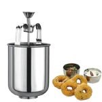 Anubhav Janni Medu Vada Maker Stainless Steel With Stand Easy Making Machine For Home Kitchen Heavy Duty Hygienic Tool Perfectly Shaped South Free Fry Filter Spoon (Pack Of 1 Pcs)