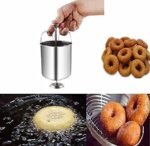 Anubhav Janni Medu Vada Maker Stainless Steel With Stand Easy Making Machine For Home Kitchen Heavy Duty Hygienic Tool Perfectly Shaped South Free Fry Filter Spoon (Pack Of 1 Pcs) - Image 3