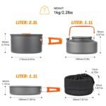Anubhav Janni Camping Cookware Set Kit Non Stick Foldable Handles Utensils Carry Bag Travel Picnic Cooking Family Outdoor Pot Kettle Bag Portable Set Tea Orange Handle Hiking (Pack Of 1 Pcs) - Image 3