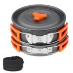 Anubhav Janni Camping Cookware Set Kit Non Stick Foldable Handles Utensils Carry Bag Travel Picnic Cooking Family Outdoor Pot Kettle Bag Portable Set Tea Orange Handle Hiking (Pack Of 1 Pcs) - Image 4